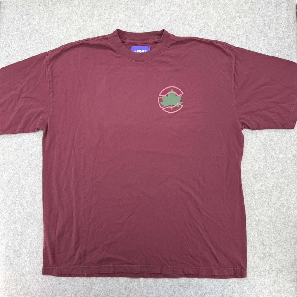 The Crate Graphic T-Shirt Mens 2XL Maroon Shoot Hoops Not Guns NYC Streetwear